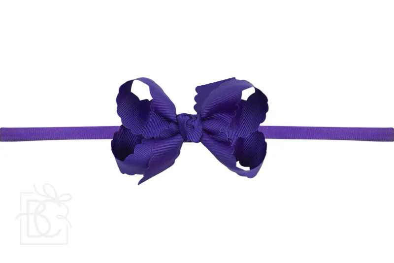 Scalloped Bow Headband-Purple