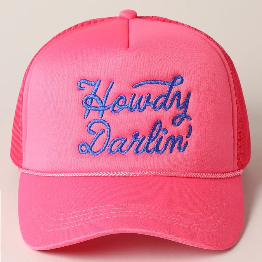 Howdy Darlin Trucker Hat-Fuchsia
