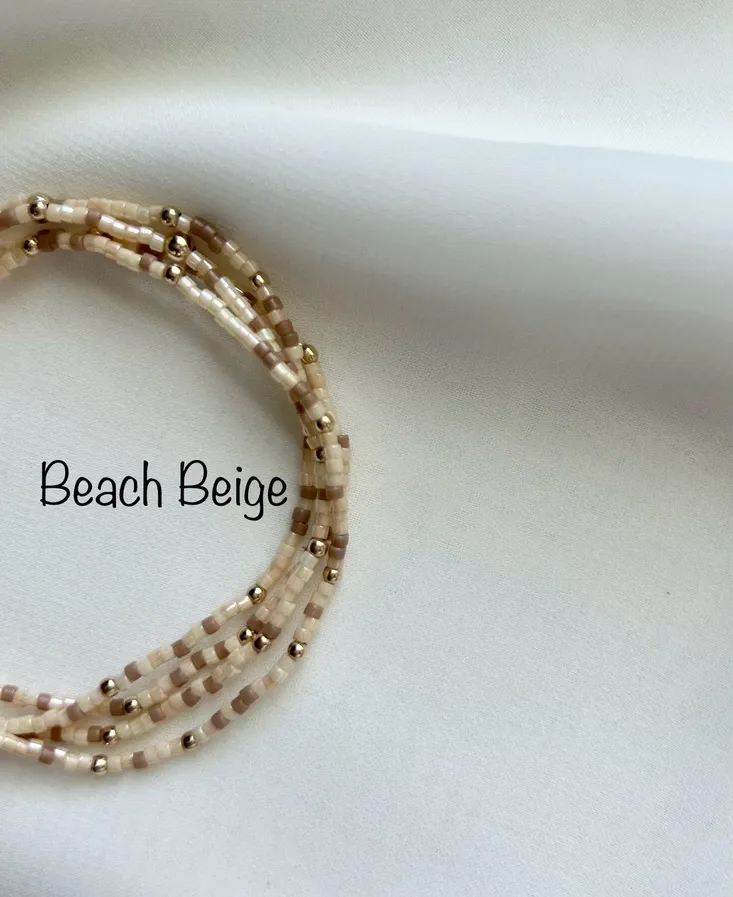 Beaded Stretch Bracelets-Beach Beige