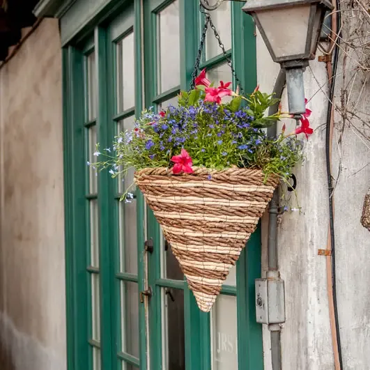 Cone Wood Woven Hanging Basket Natural 12in