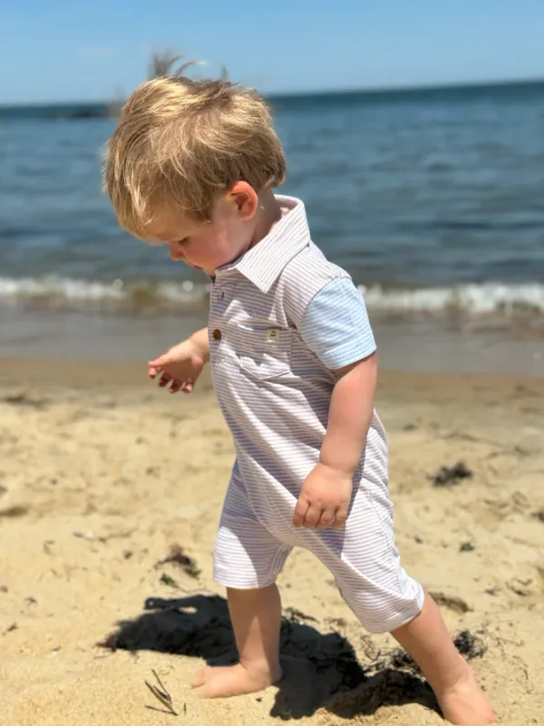 CH Saltash Polo Romper-Beige/Sky