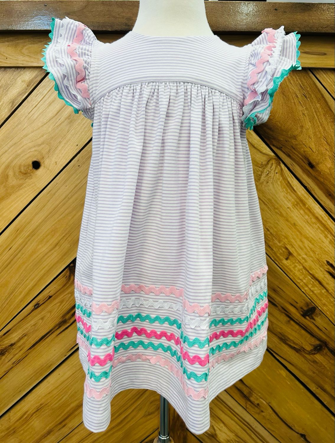 CH Lavender Stripe Ric Rac Dress