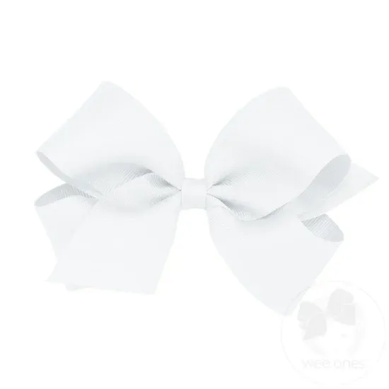 CH White Med Grosgrain Bow