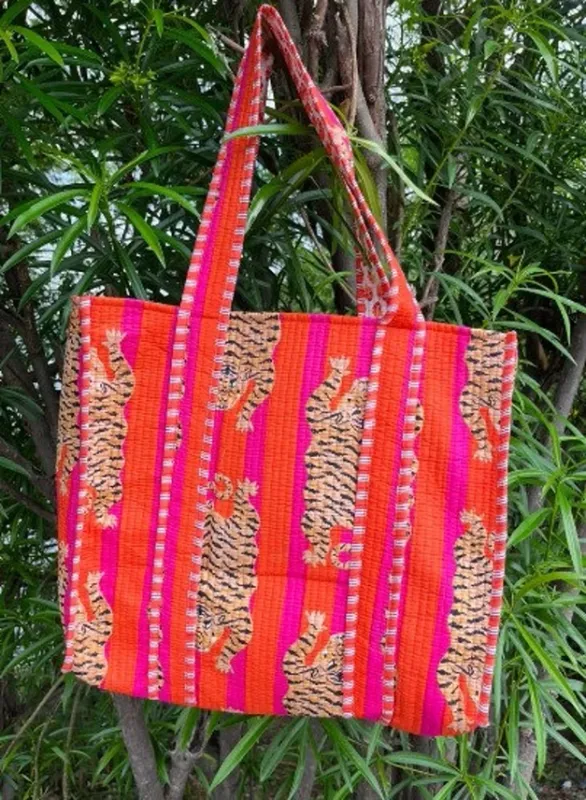 Tiger Block Print Tote