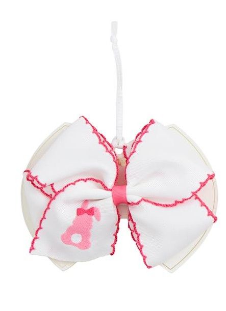 Easter Emb. Bow-White Bunny