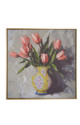 23.5&quot; Potted Tulip Yellow Vase Framed Wall Art