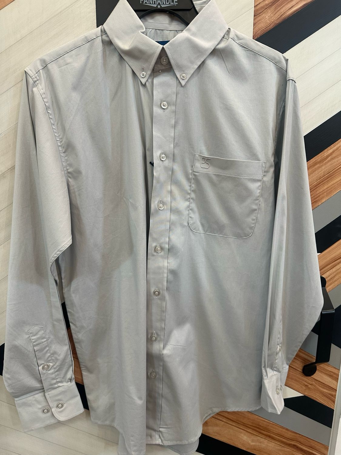 Lt Grey Mens LS Button Down