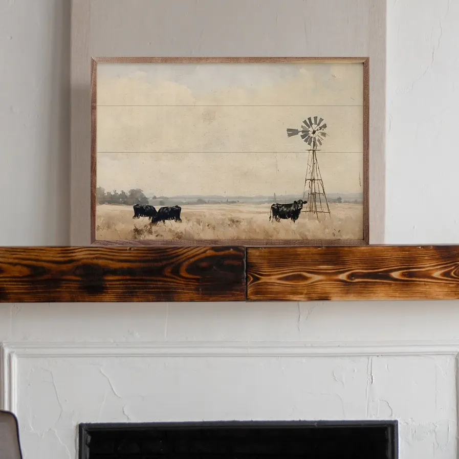 Black Cattle With Windmill 16x10