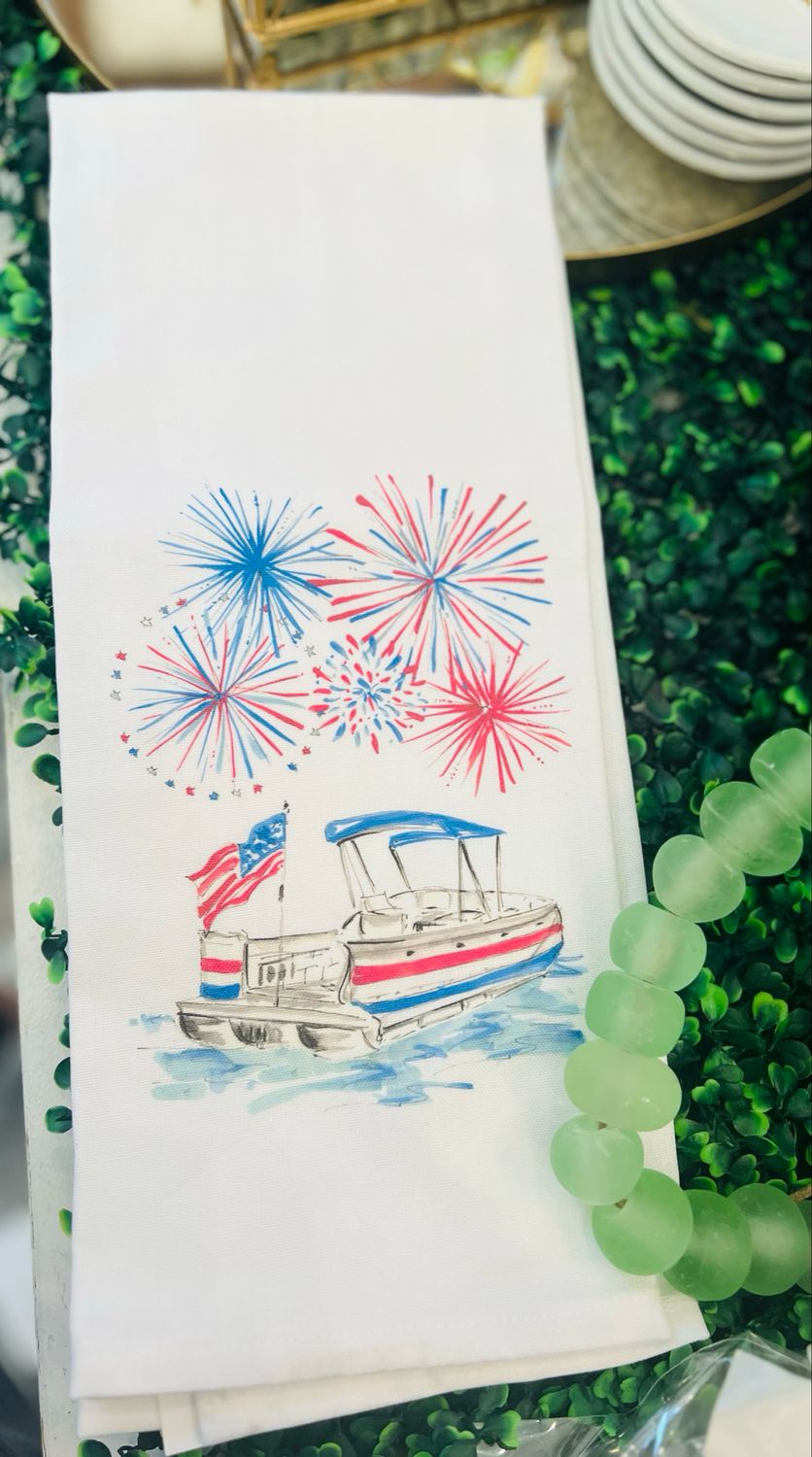 VG Kitchen Towel Party Boat Fireworks