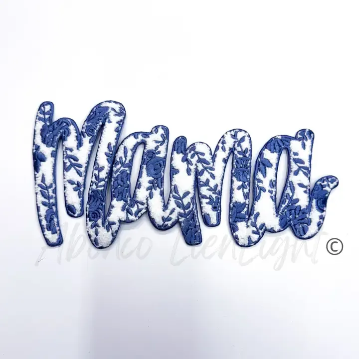 Blue Floral Mama Chenille Patch