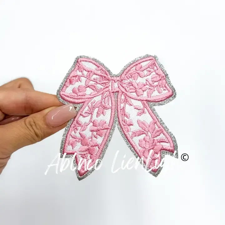Pink Floral Bow Patch