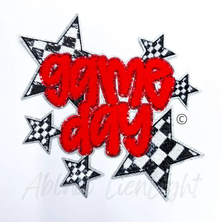 Red Game Day Check Star Patch