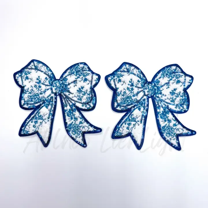 Blue Floral Bow Patch