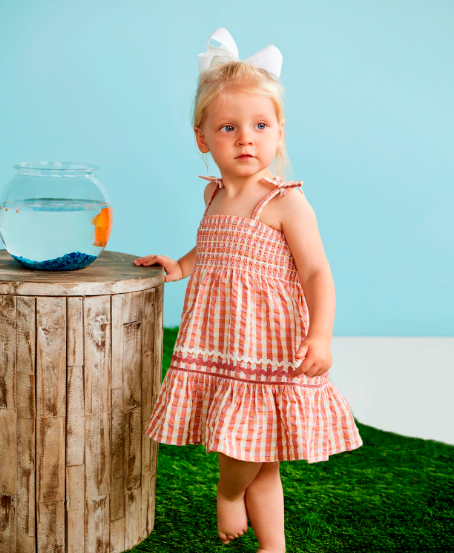 Smocked Check Dress