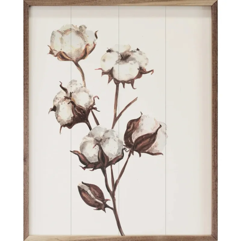 Watercolor Cotton Branch 24x30