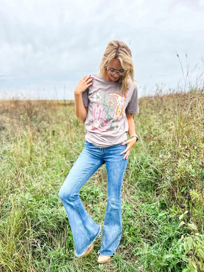 Floral Cowgirl Boots Tee