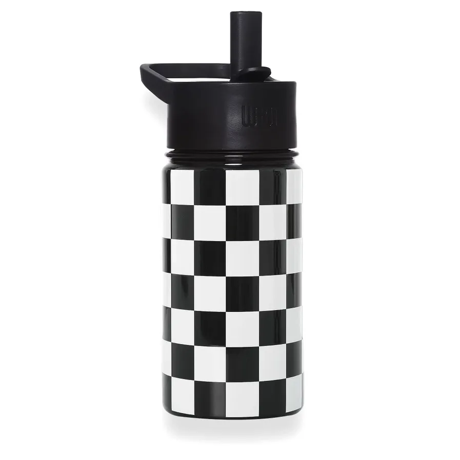 Black/White Checkered 14oz Water Bottle
