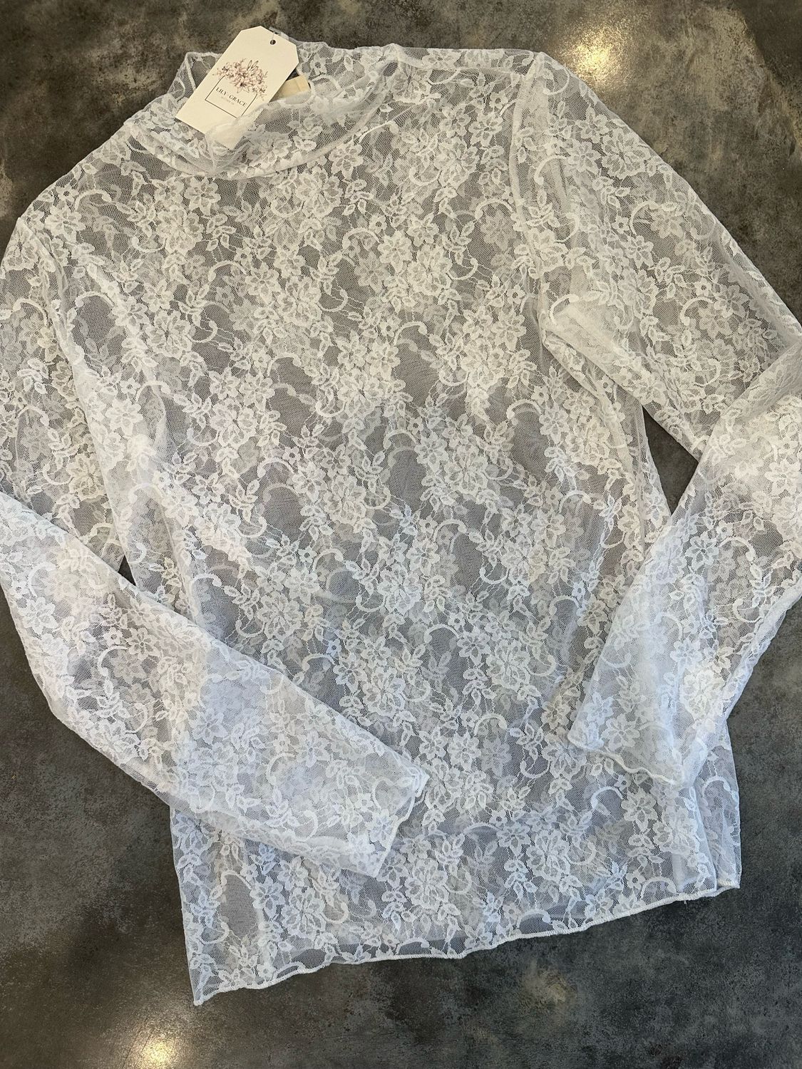 RD Floral Lace Top-White