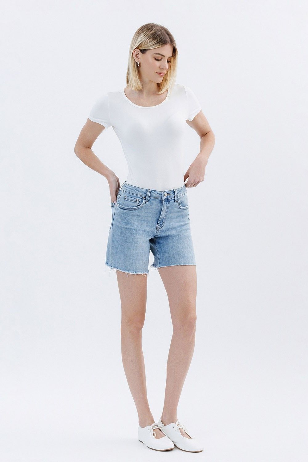 Done Deal Midi Jean Shorts