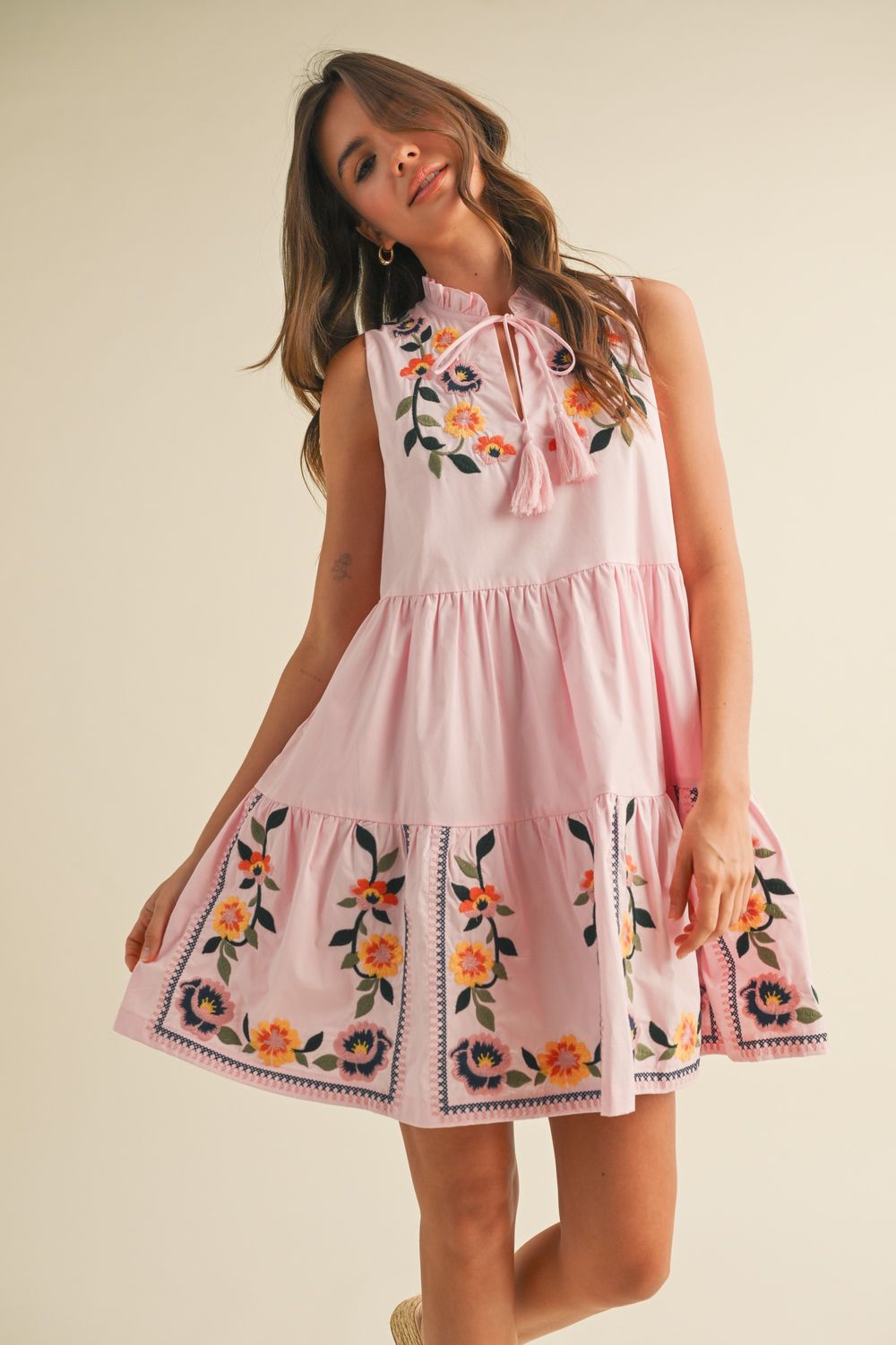 Vintage Floral Dress-Cloud Pink