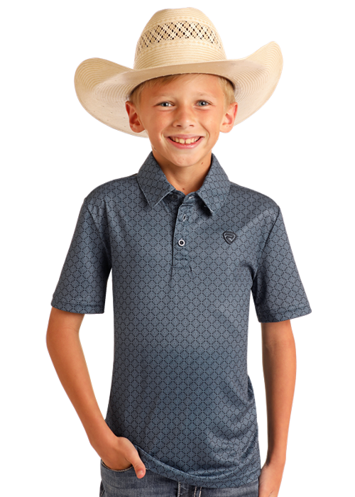 Boys Geo Navy Printed Polo