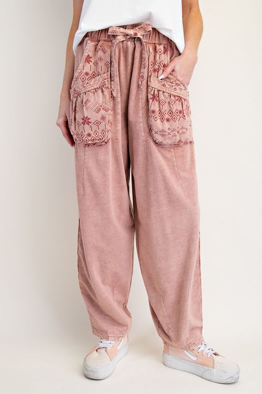 Dried Rose Print Pants