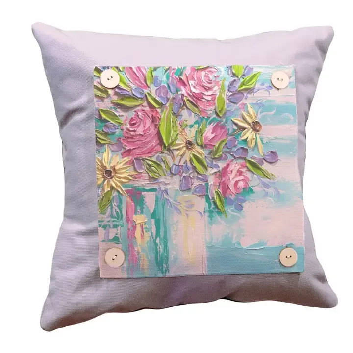 VG Estelle&#39;s Pink Roses in Teal Pillow Swap