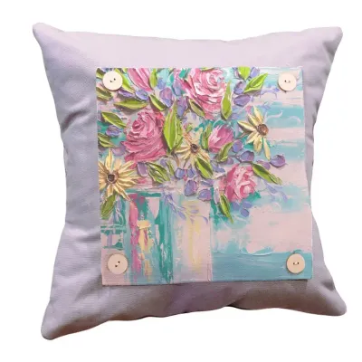 VG Estelle&#39;s Pink Roses in Teal Pillow Swap