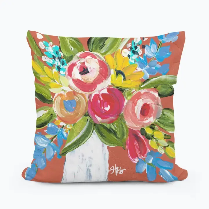 VG Roses on Coral Pillow