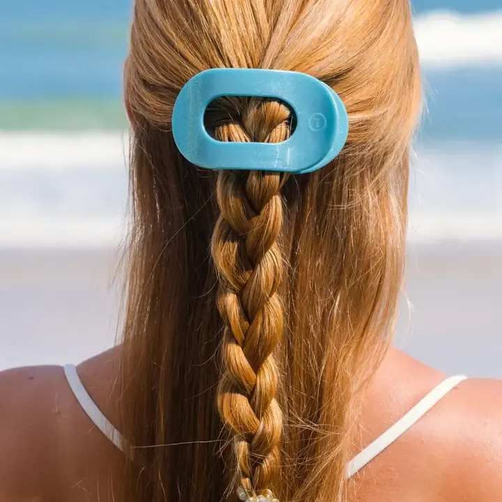 Medium Round Flat Hair Clip Blue Seas