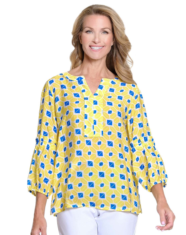Multi 3/4 Bell Sleeve Collar Top