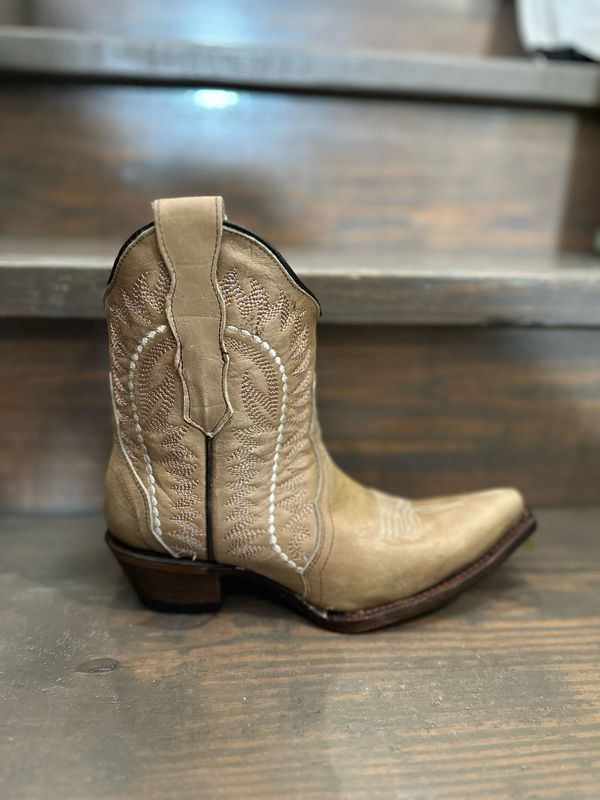 L6245-Sand Embroidery Ankle Boot