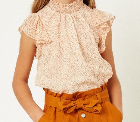 Caramel Print Top, Size: 7/8