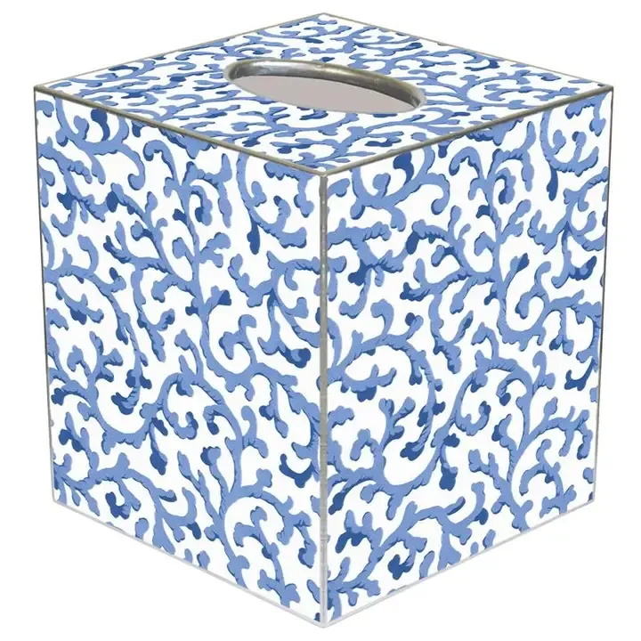 VG Blue Waverly Scroll Tissue Box Cover