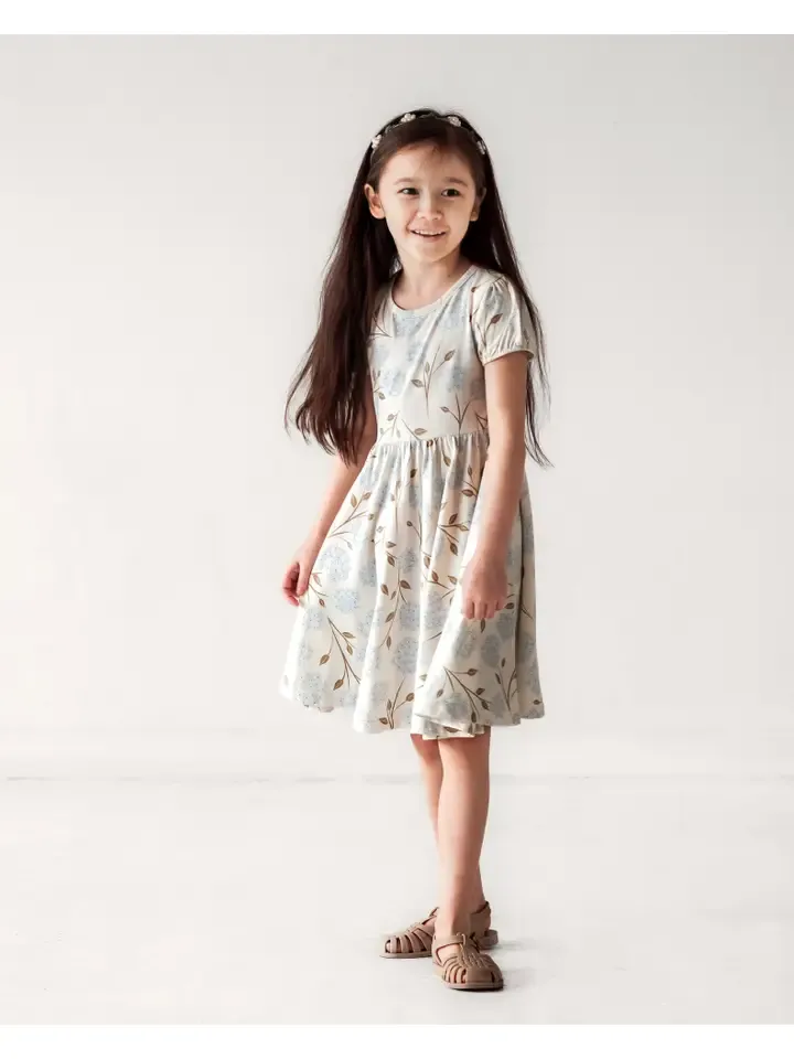 CS Puff Sleeve Twirl Dress-Hydrangea