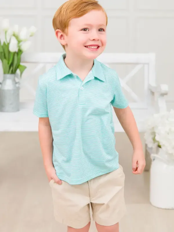 Marine Green Stripe Polo
