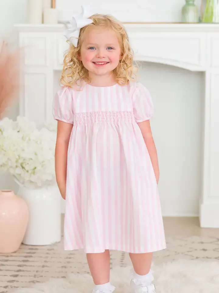 Baby Pink Stripe Smocked Dress