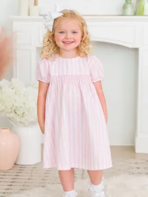 Baby Pink Stripe Smocked Dress