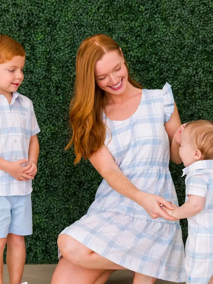 Lt. Blue Windowpane Tired Dress