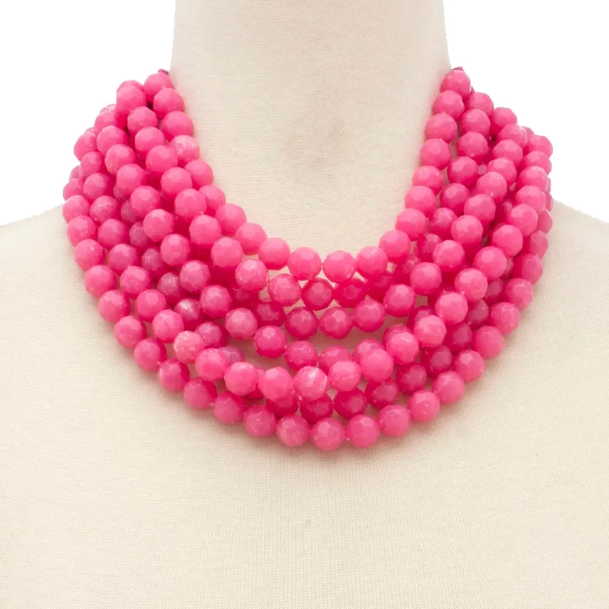 VG Chunky Beaded Necklace- Pink