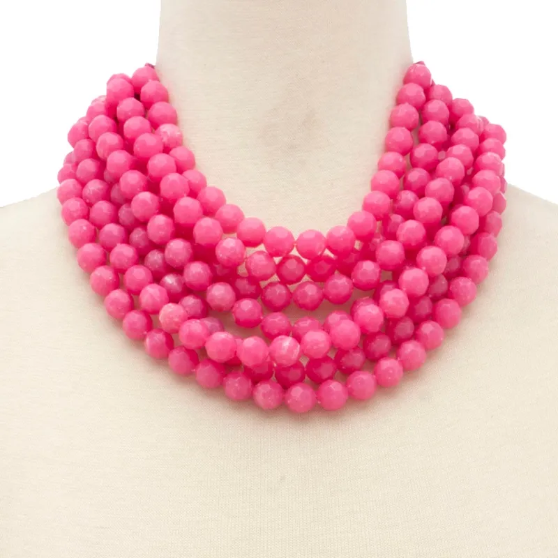 VG Chunky Beaded Necklace- Pink