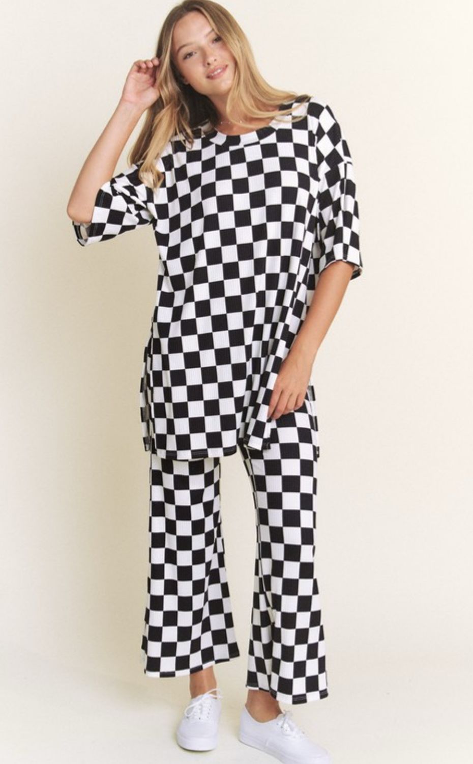 RD Checkered Print Pants Set