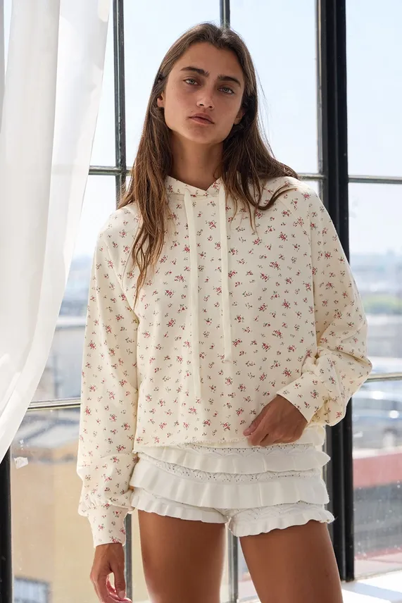 Peony Bloom Cropped Hoodie