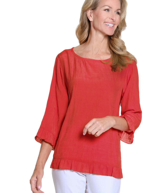 Poppy Ruffle Bttn Bk Top