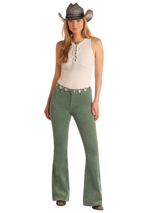 Jade Corduroy Button Flare