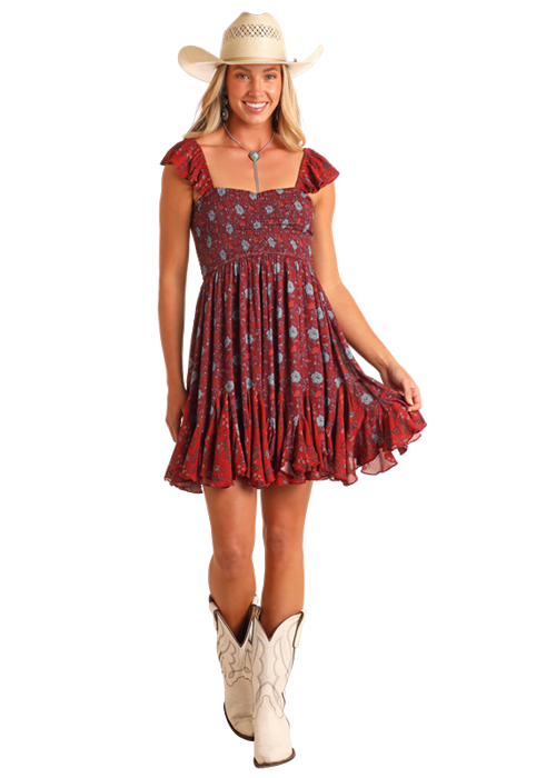Floral Godet Mini Dress