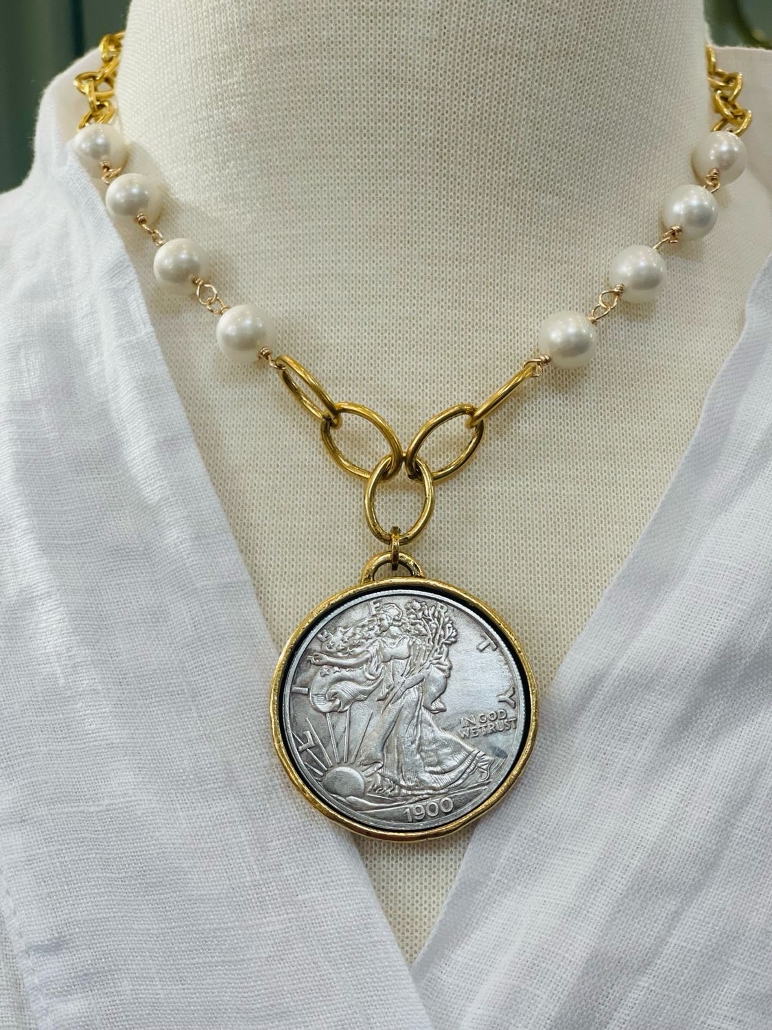 VG Coin Pearl Chain Necklace