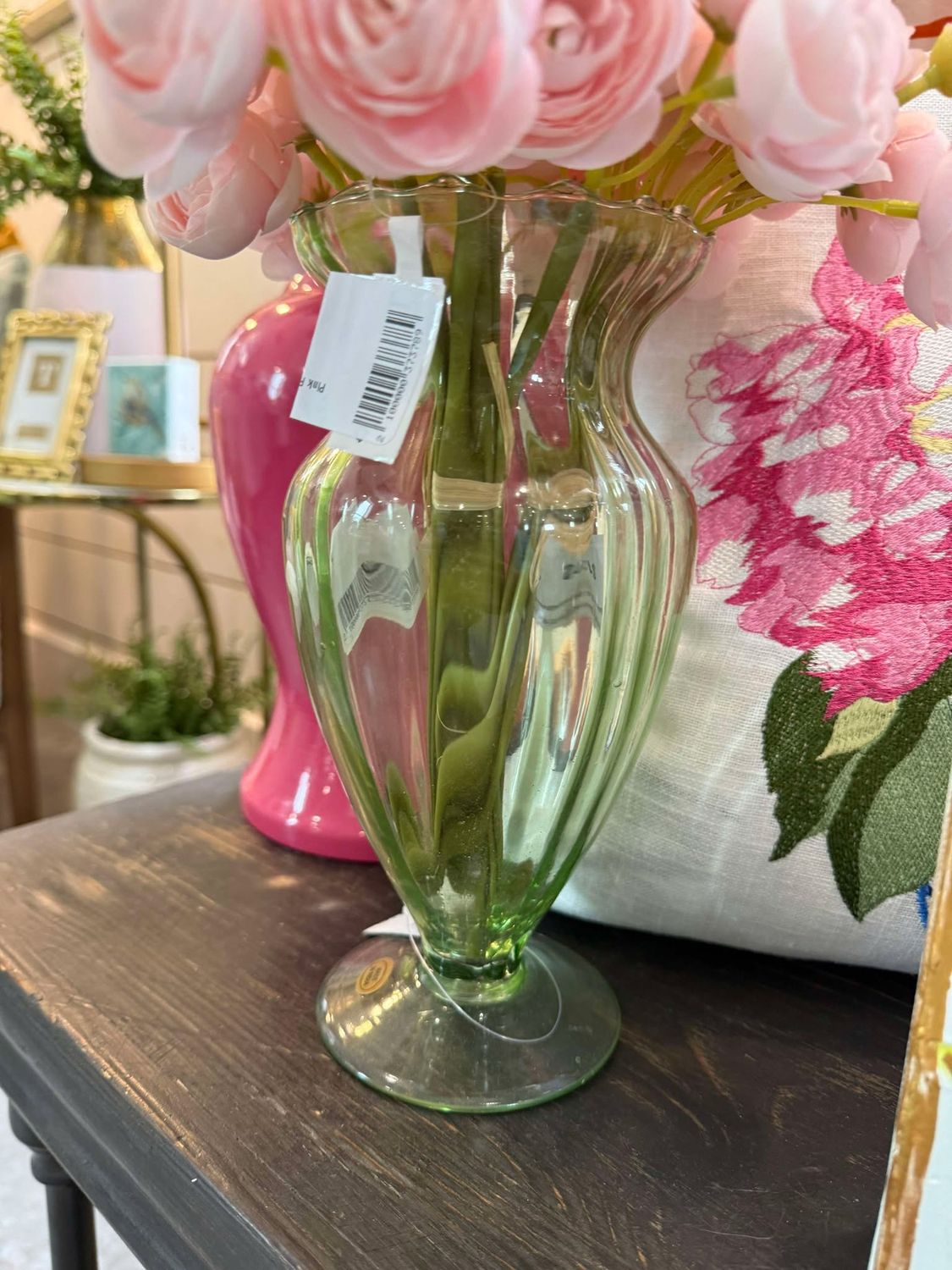 8.75&quot; Clear Green Vase