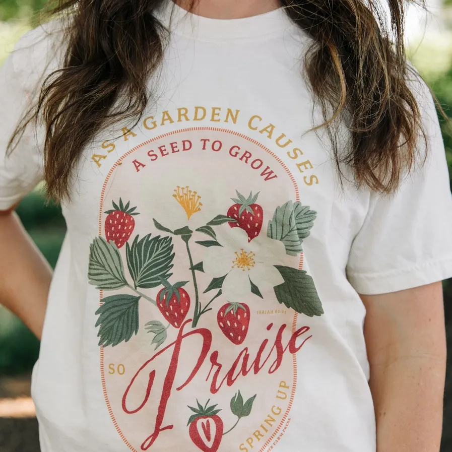 Strawberry Faith Tee-Ivory