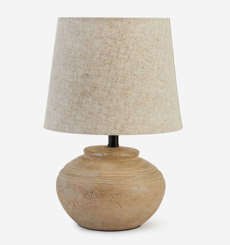 Grey Ceramic Round Lamp W/Shade